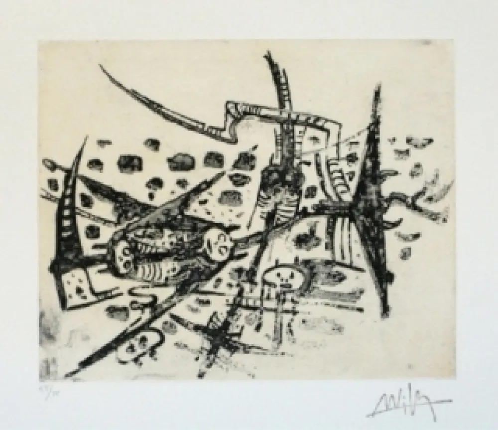 Aquatinta Lam - Au galop, au galop n'est pas rose