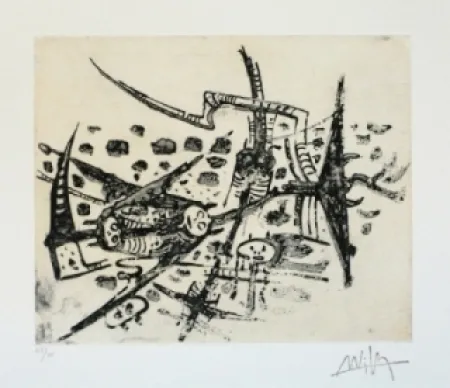 Aquatinta Lam - Au galop, au galop n'est pas rose