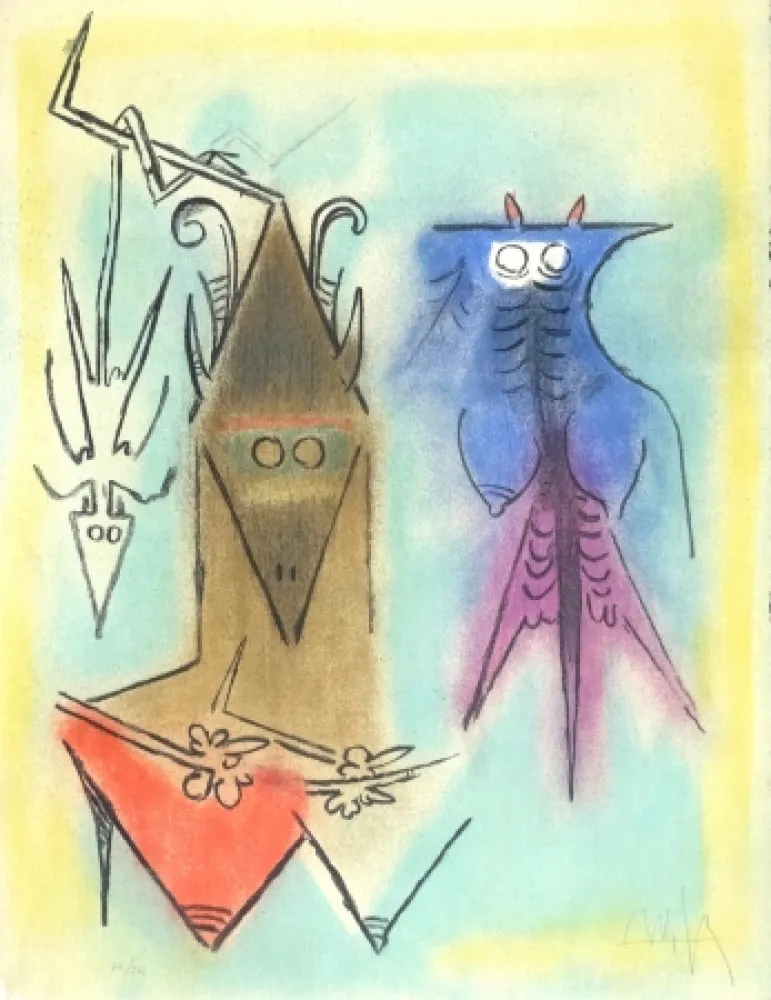 Lithographie Lam - Démons familiers