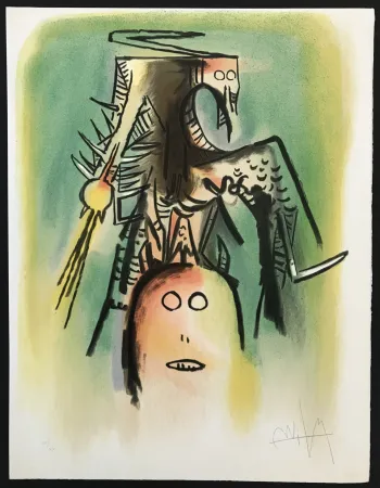 Lithographie Lam - Le Regard Vertical 7306 (Multiplies des membres des loa)