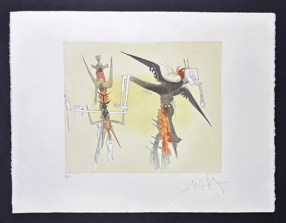 Stich Lam - Wifredo Lam (1902 - 1982) - Untitled - Aquatint etching on Arches paper - 1979