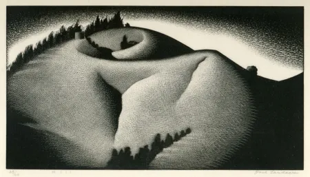 Holzschnitt Landacre - Hill