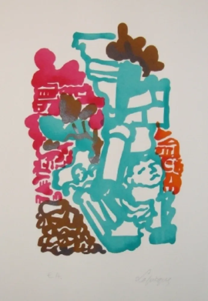 Lithographie Lapicque - Le mont Palatin