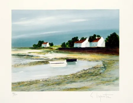 Lithographie Laporte - Marée basse