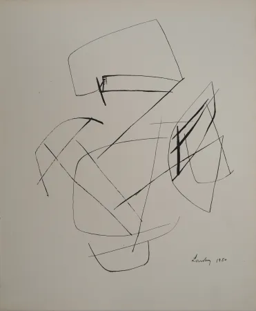 Lithographie Lardera - Tracés abstraits