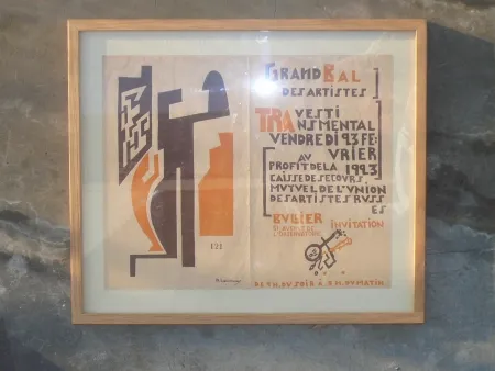 Holzschnitt Larionov - Invitation pour le grand bal des artistes travesti transmental