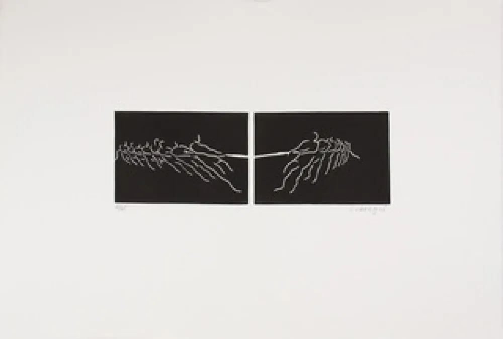 Linolschnitt Larregui - TIR A LA CORDE