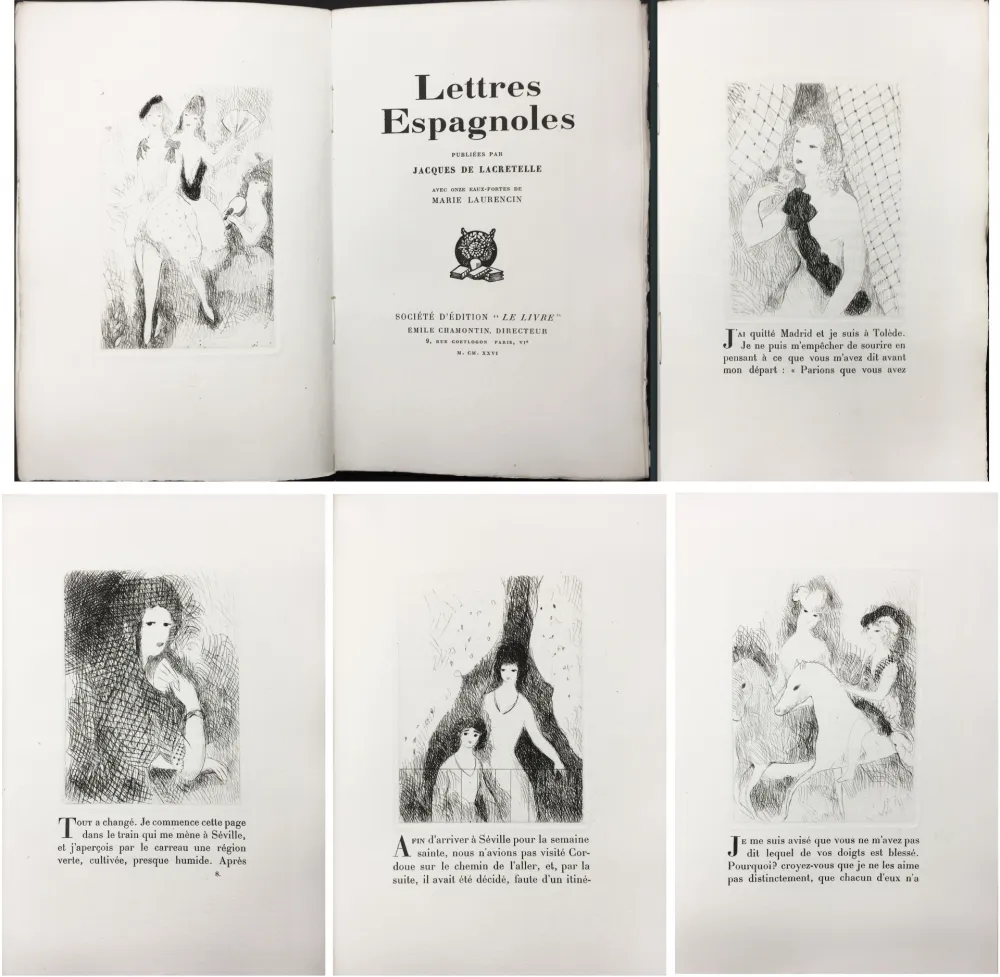 Illustriertes Buch Laurencin - J. de Lacretelle : LETTRES ESPAGNOLES. Avec 11 eaux-fortes de Marie Laurencin (1926)
