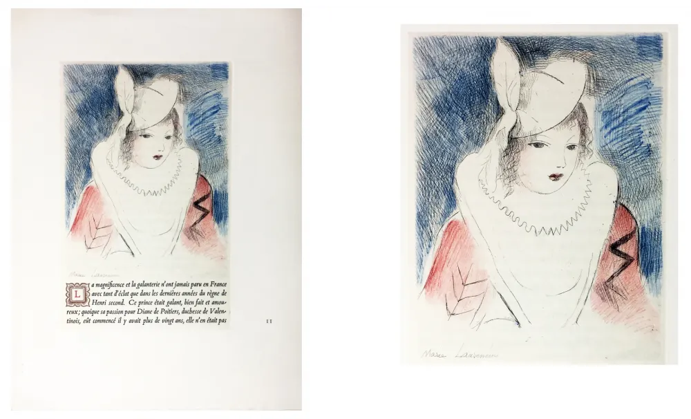Radierung Laurencin - LA PRINCESSE DE CLÈVES (Pl. II signée au crayon). 1947