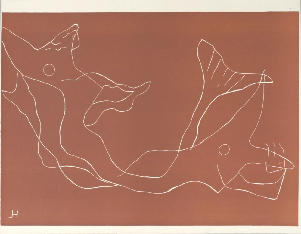 Linolschnitt Laurens - Deux sirènes, 1959