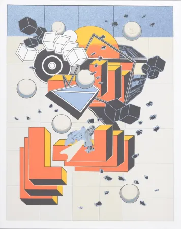 Lithographie Le Yaouanc - Construction (Hommage aux bâtisseurs)