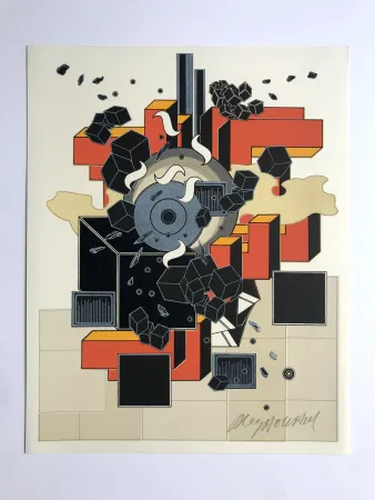 Lithographie Le Yaouanc - Le feu (L'oeuvre des hommes III)