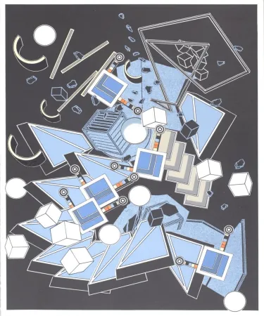 Lithographie Le Yaouanc - Le Métier de bâtisseur II