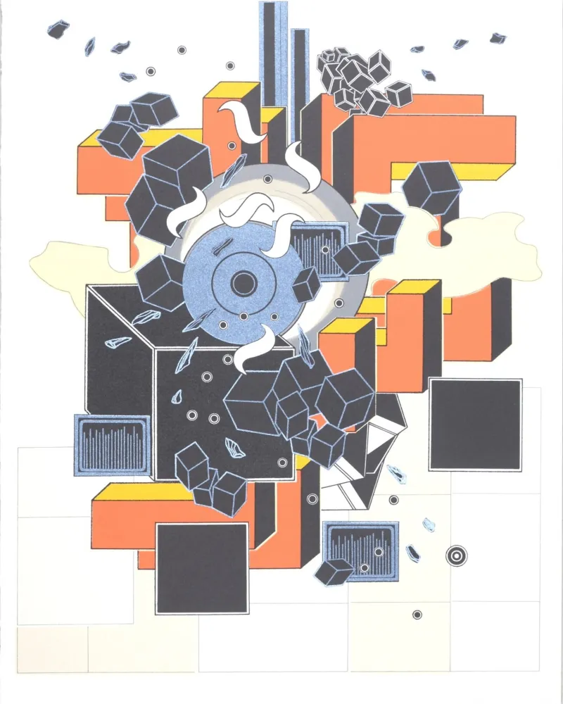 Lithographie Le Yaouanc - L'Oeuvre des Hommes : Le Feu