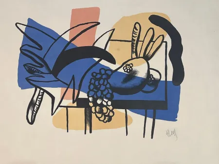Lithographie Leger - Nature morte aux fruits 