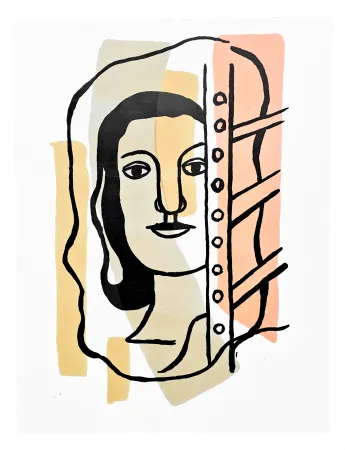 Lithographie Leger - Tete de Femme