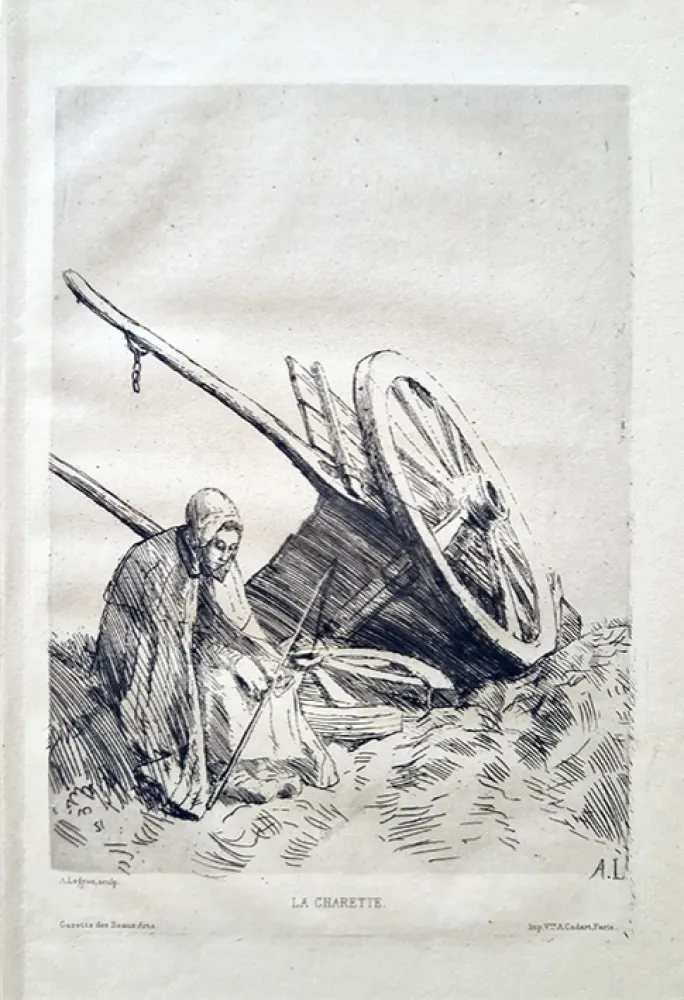 Radierung Legros - La charette