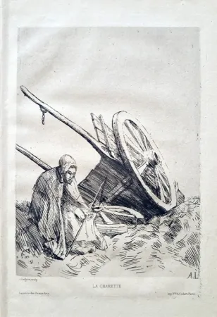 Radierung Legros - La charette