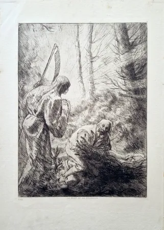 Radierung Legros - La mort et le bucheron