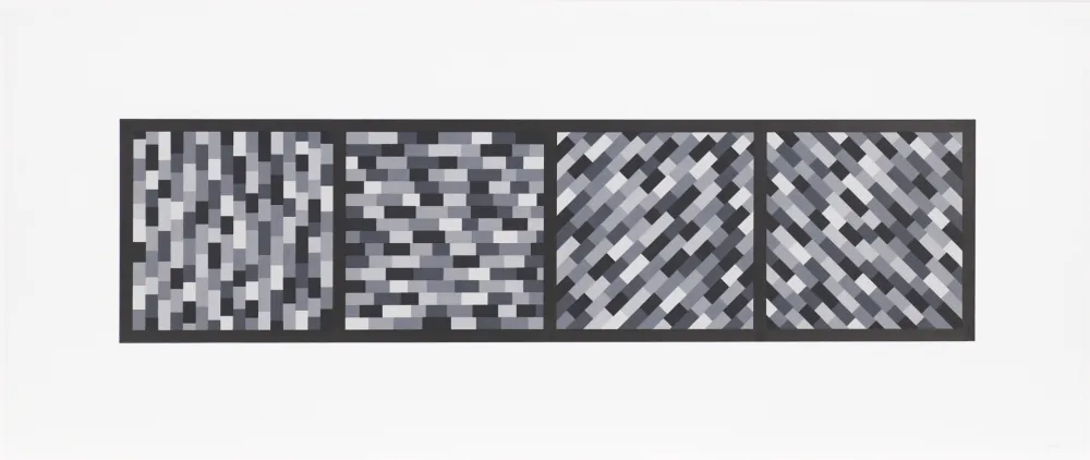Linolschnitt Lewitt - Broken Gray Bands in Four Directions