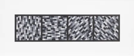 Linolschnitt Lewitt - Broken Gray Bands in Four Directions