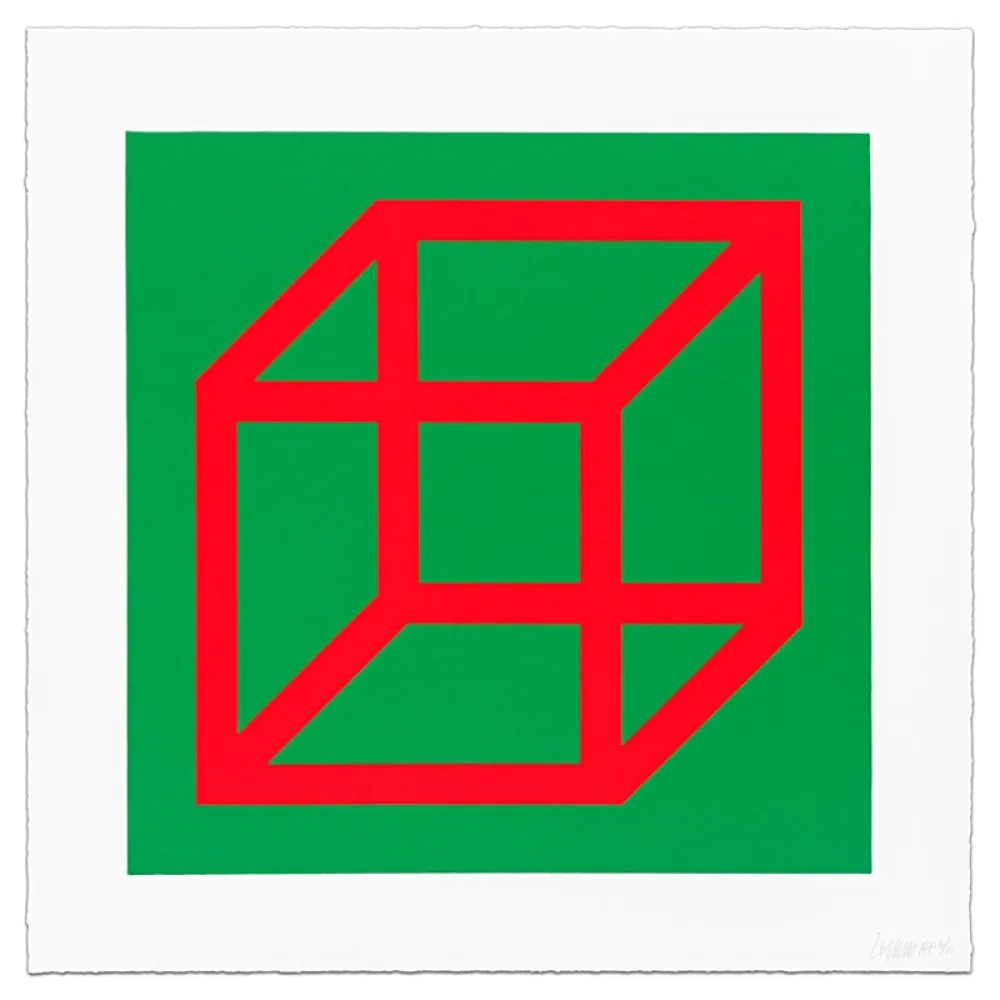 Linolschnitt Lewitt - Cubes in Color on Color