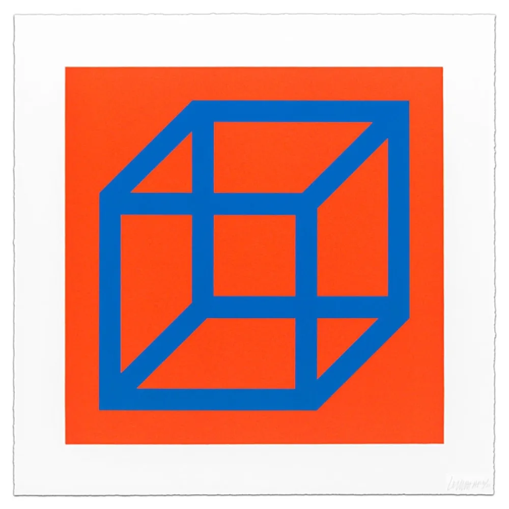 Linolschnitt Lewitt - Cubes in Color on Color