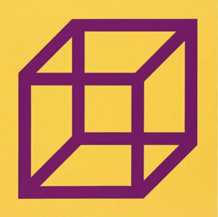 Linolschnitt Lewitt - Cubes in Color on Color (Yellow/Purple)