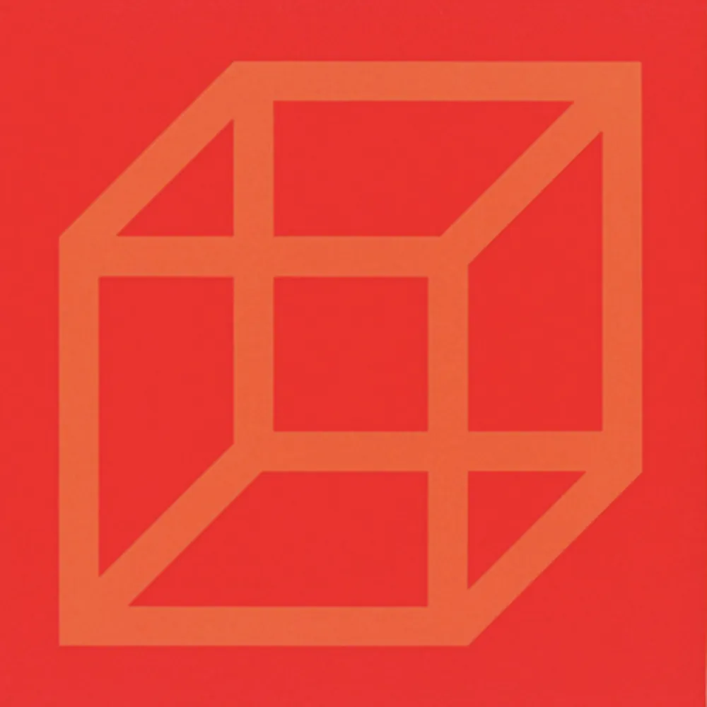 Linolschnitt Lewitt - Cubes in Color on Color (Yellow/Red)_copy