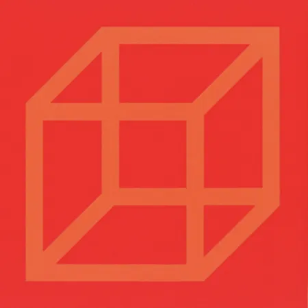 Linolschnitt Lewitt - Cubes in Color on Color (Yellow/Red)_copy