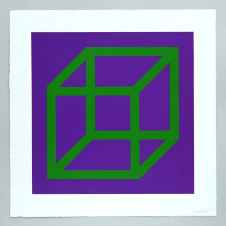 Linolschnitt Lewitt - Open Cube in Color on Color Plate 21