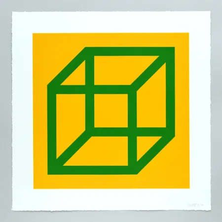 Linolschnitt Lewitt - Open Cube in Color on Color Plate 23