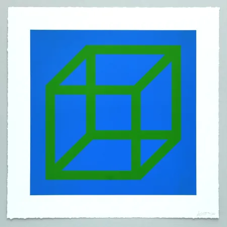 Linolschnitt Lewitt - Open Cube in Color on Color Plate 24
