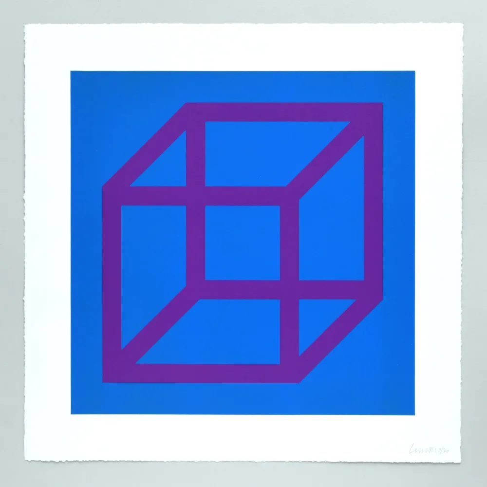 Linolschnitt Lewitt - Open Cube in Color on Color Plate 28