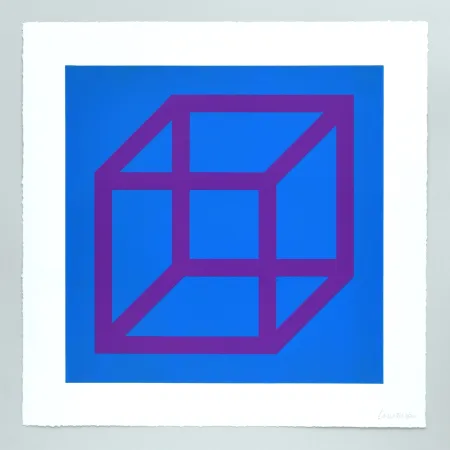 Linolschnitt Lewitt - Open Cube in Color on Color Plate 28