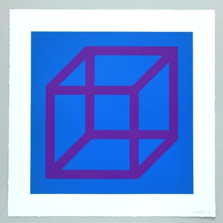 Linolschnitt Lewitt - Open Cube in Color on Color Plate 28
