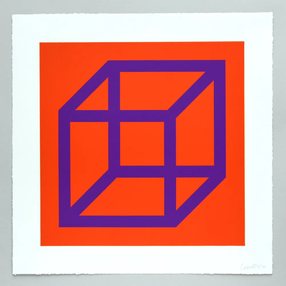Linolschnitt Lewitt - Open Cube in Color on Color Plate 29
