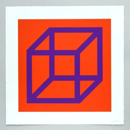 Linolschnitt Lewitt - Open Cube in Color on Color Plate 29