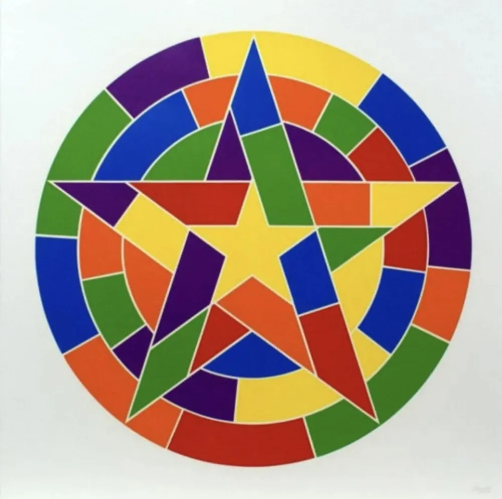 Linolschnitt Lewitt - Tondo 1 (3 point star)