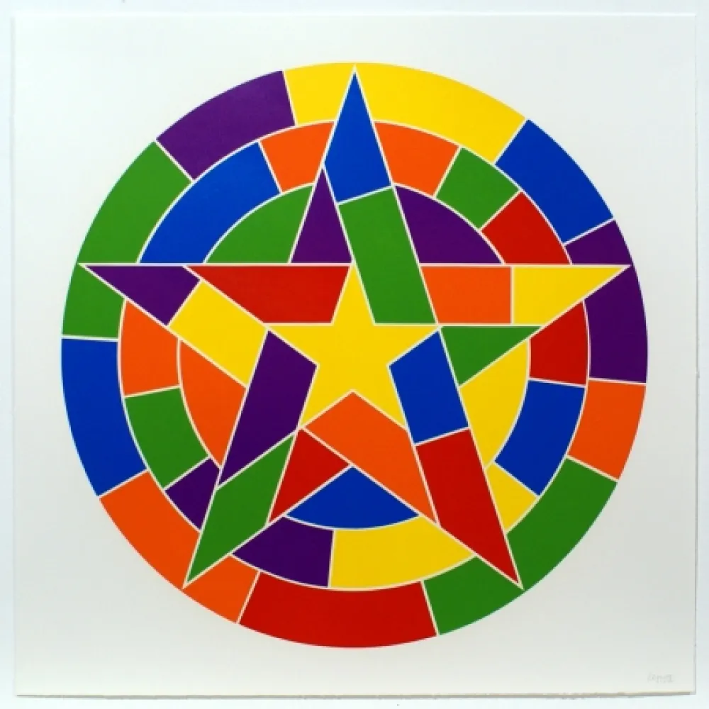 Linolschnitt Lewitt - Tondo 3 (5 point star)