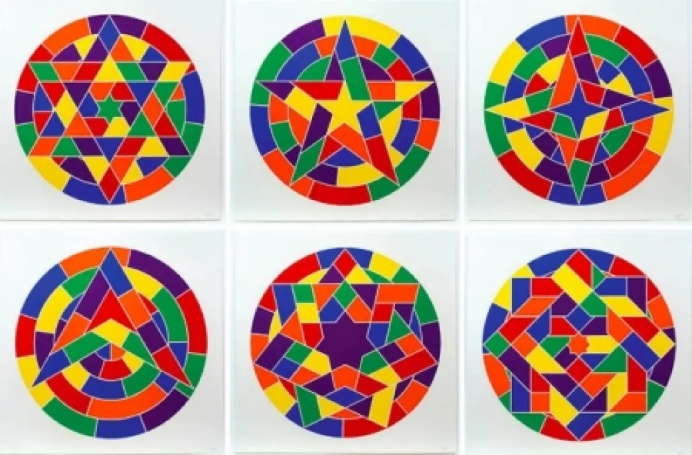 Linolschnitt Lewitt - Tondo Stars Set of 6