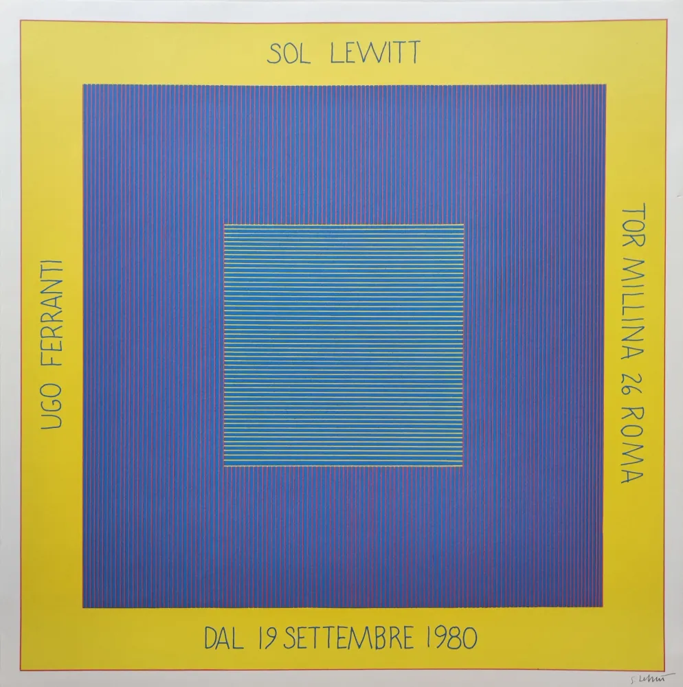 Siebdruck Lewitt - „Ugo Ferranti – Sol Lewitt - Tor millina 26 Roma – Dal 19 settembre 1980“.