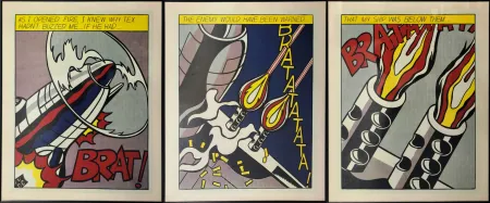 Lithographie Lichtenstein - As I opened Fire, 1964. Tripytchon. 