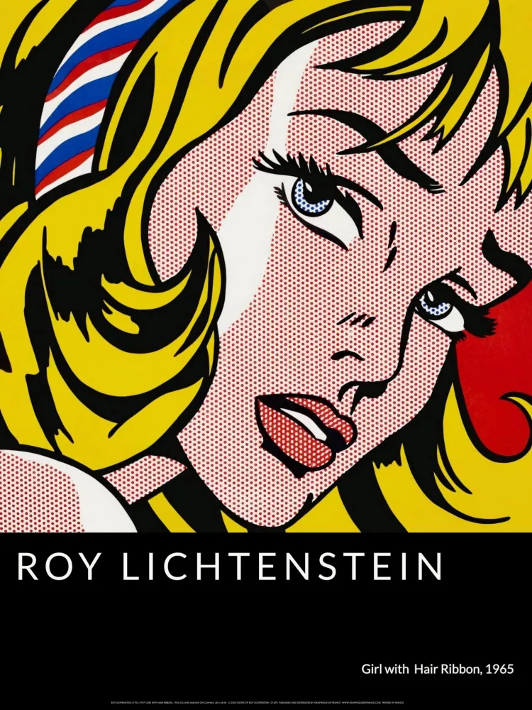 Siebdruck Lichtenstein - Girl with Hair Ribbon