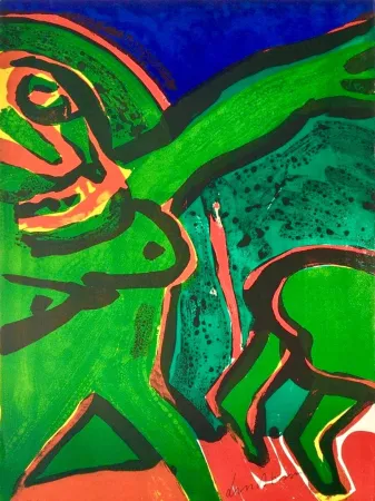 Lithographie Lindstrom -  Femme Verte - E.A. III/X