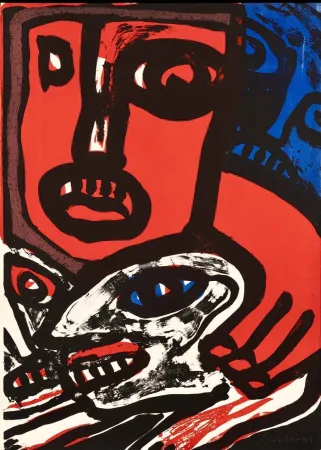 Lithographie Lindstrom - Personnage Rouge