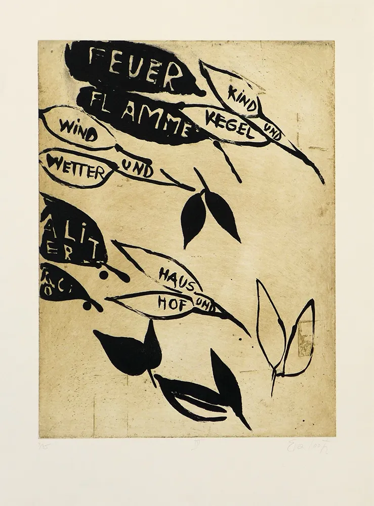 Radierung Und Aquatinta Lootz - Talking Leaves III