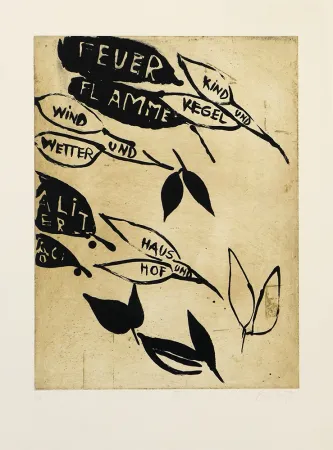 Radierung Und Aquatinta Lootz - Talking Leaves III