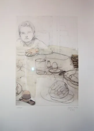 Radierung López Garcia - La cena