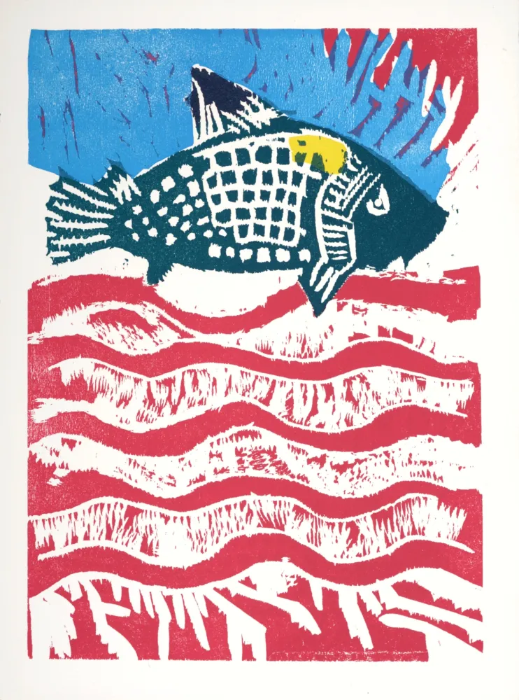 Holzschnitt Lorjou - La Carpe, 1965